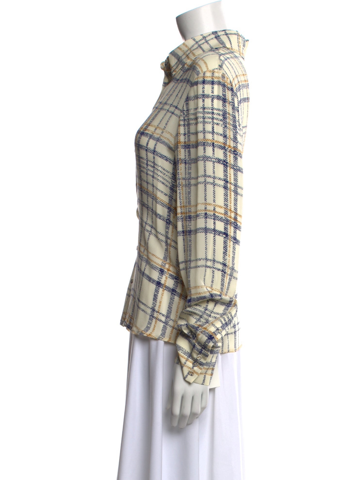 Gilner Farrar Plaid Print Long Sleeve Button-Up Top