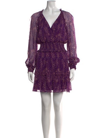 Pre-owned Gilner Farrar Printed Mini Dress In Purple