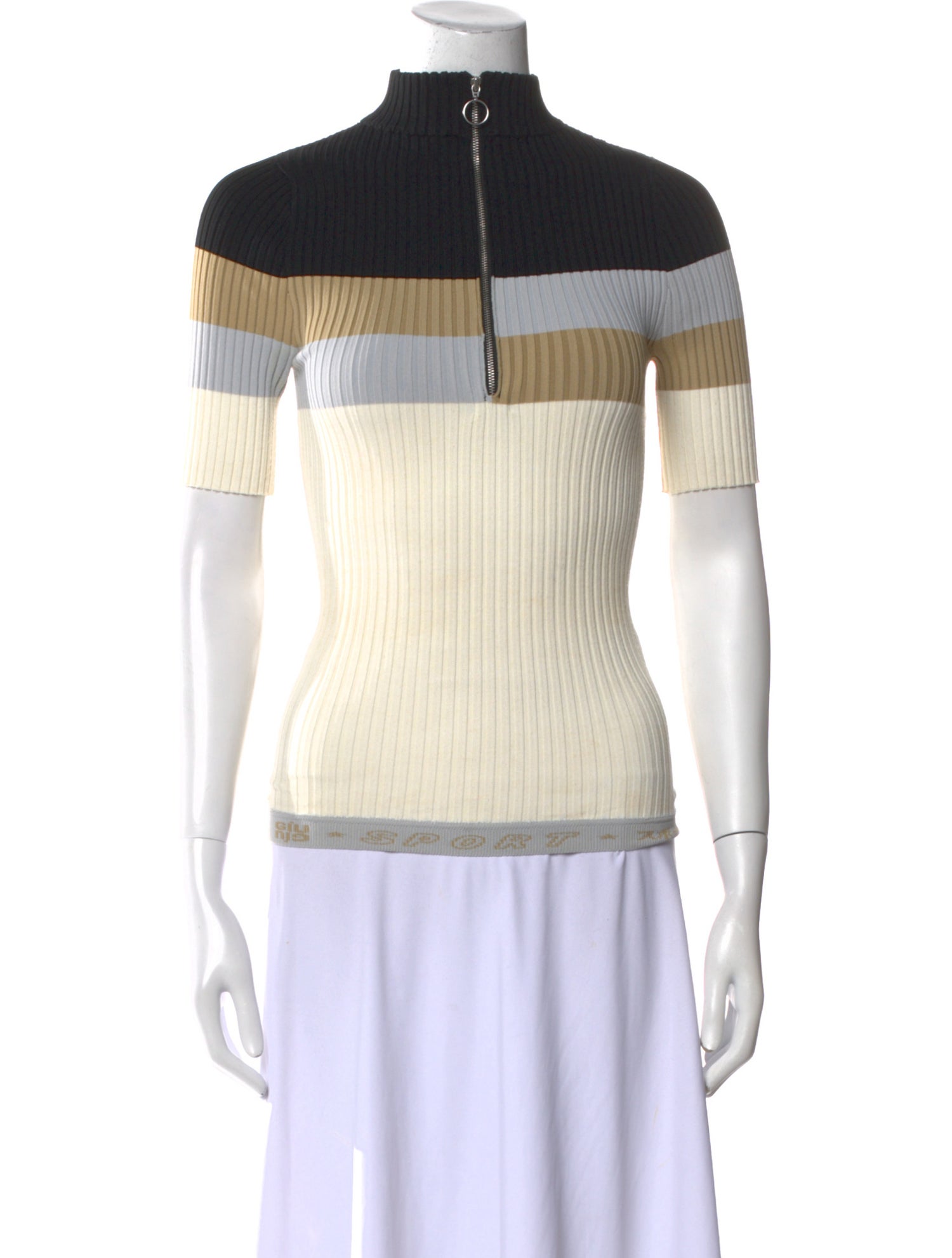 Giu Giu Striped Mock Neck Top