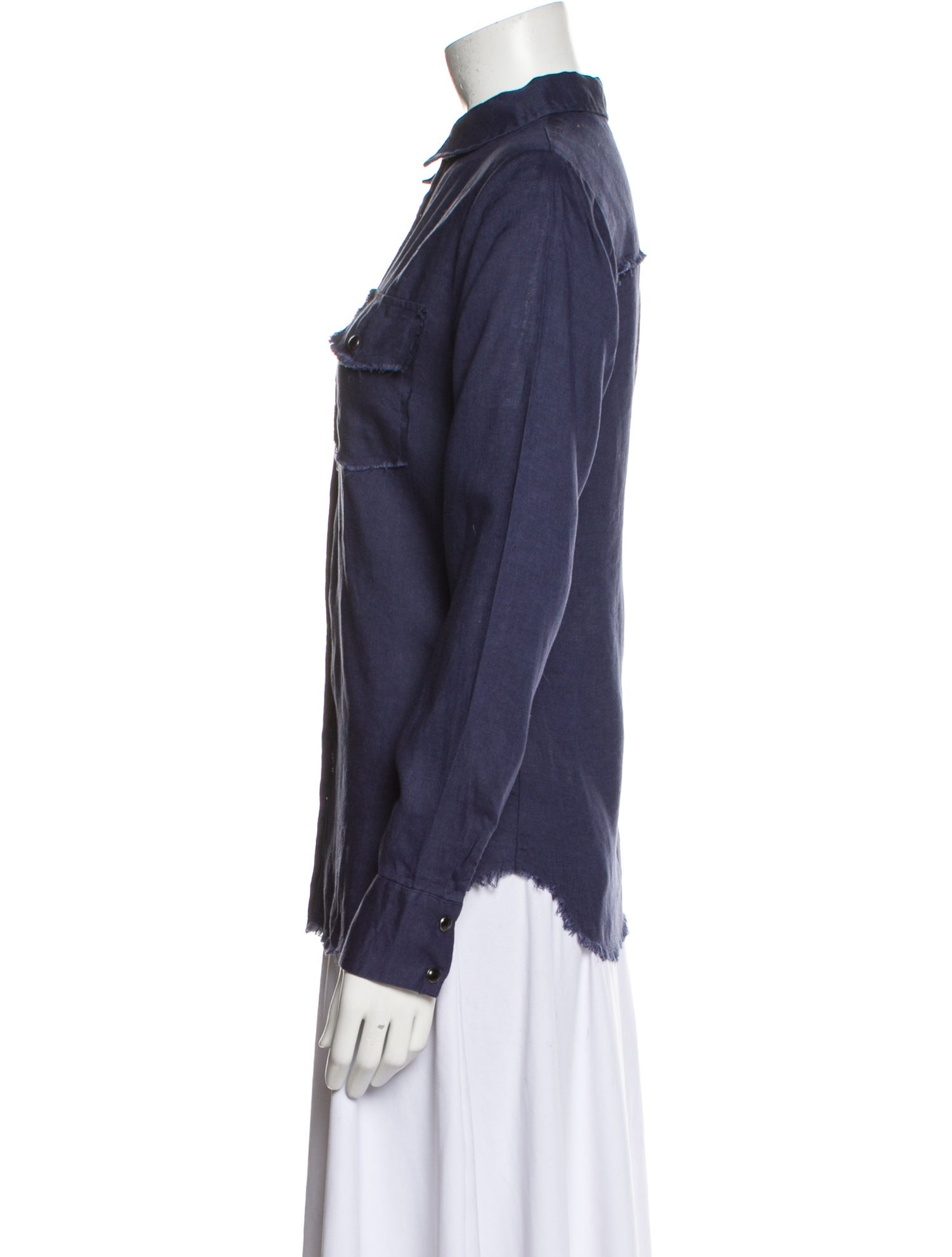 Gold Hawk Linen Long Sleeve Button-Up Top