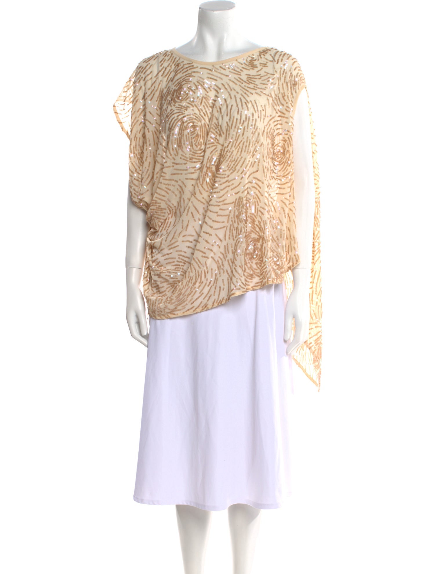 Gold Hawk Printed Bateau Neckline Tunic