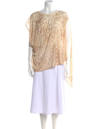 Gold Hawk Printed Bateau Neckline Tunic