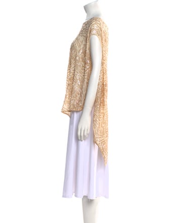 Gold Hawk Printed Bateau Neckline Tunic