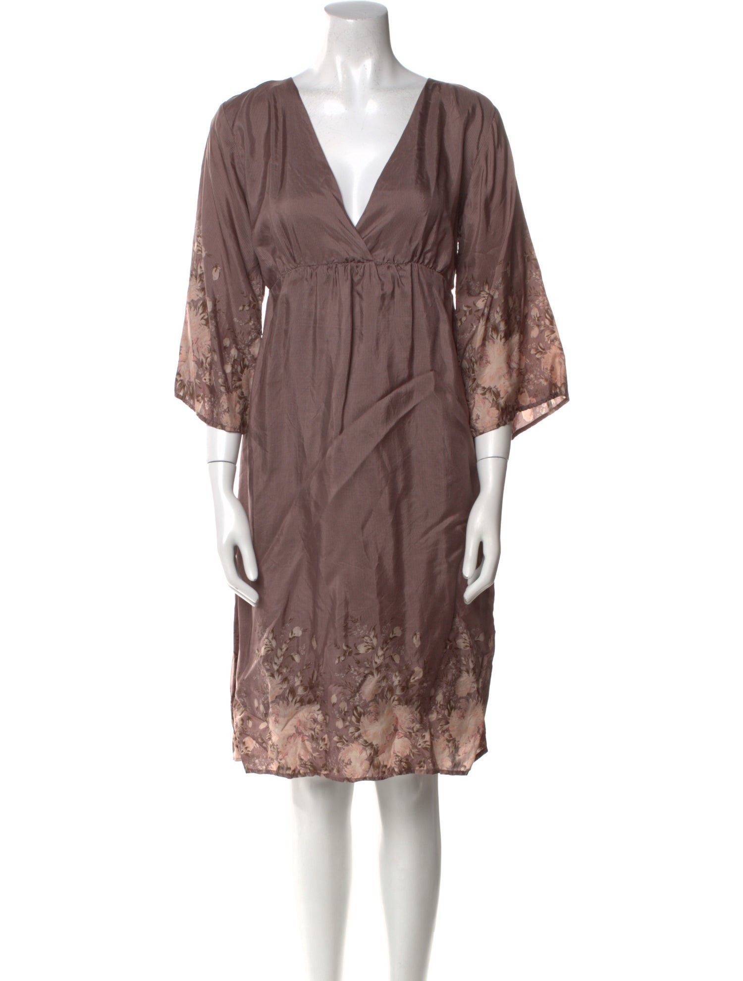 Gold Hawk Silk Midi Length Dress