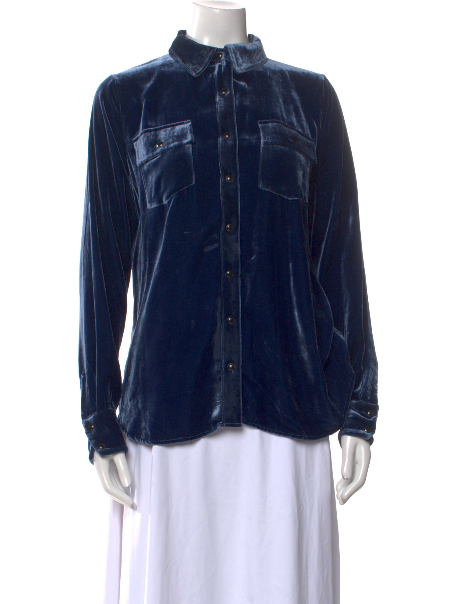 Gold Hawk Mock Neck Long Sleeve Button-Up Top