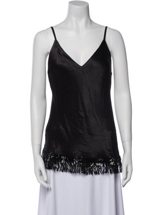 Gold Hawk Silk V-Neck Top