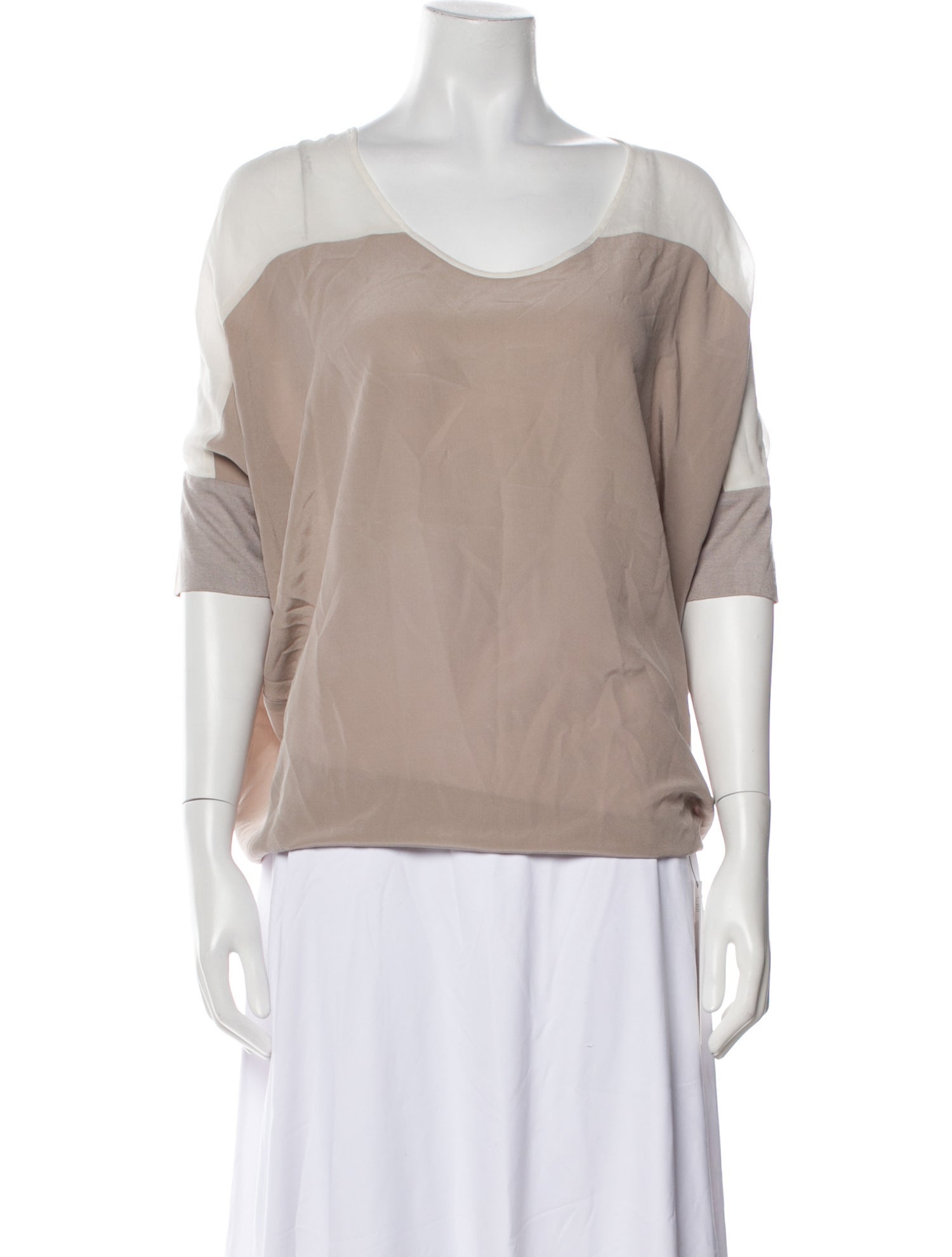 Gold Hawk Silk Scoop Neck Blouse