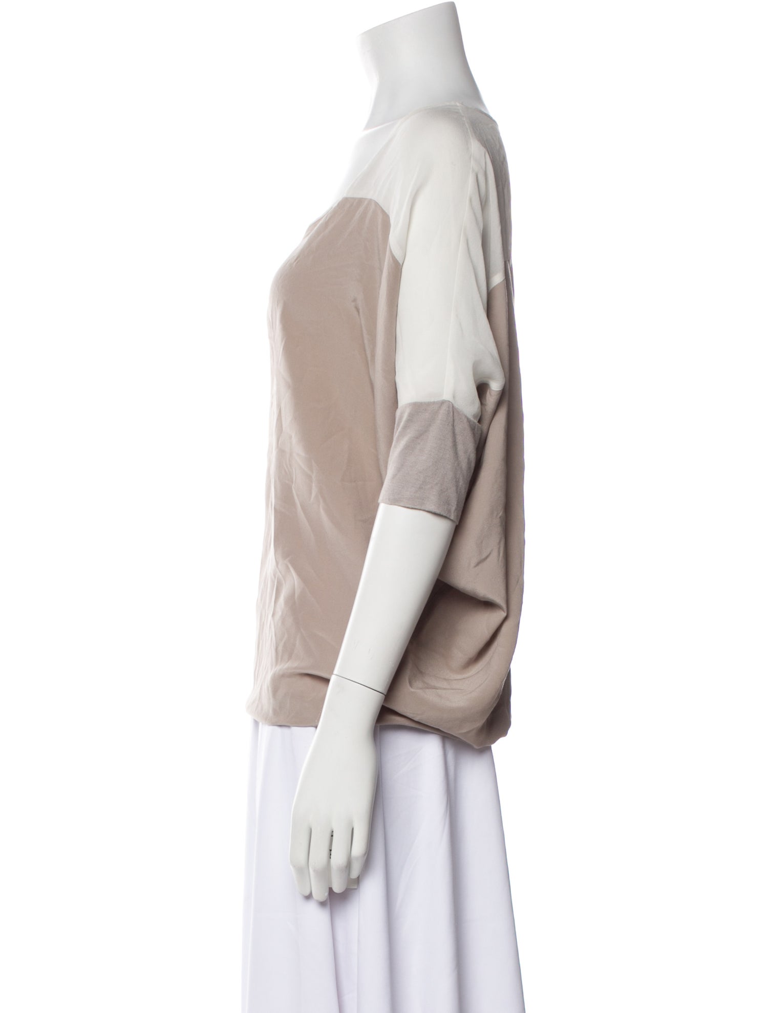 Gold Hawk Silk Scoop Neck Blouse