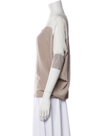 Gold Hawk Silk Scoop Neck Blouse