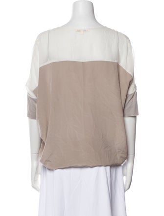 Gold Hawk Silk Scoop Neck Blouse