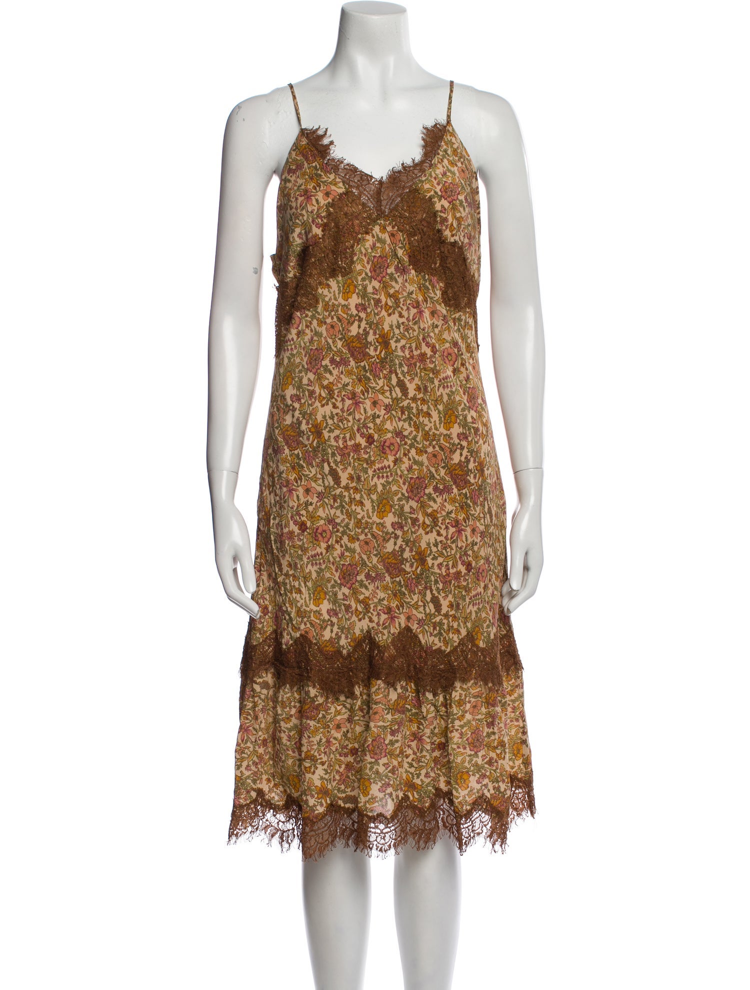 Gold Hawk Silk Midi Length Dress