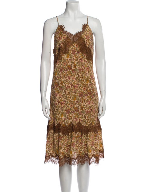 Gold Hawk Silk Midi Length Dress