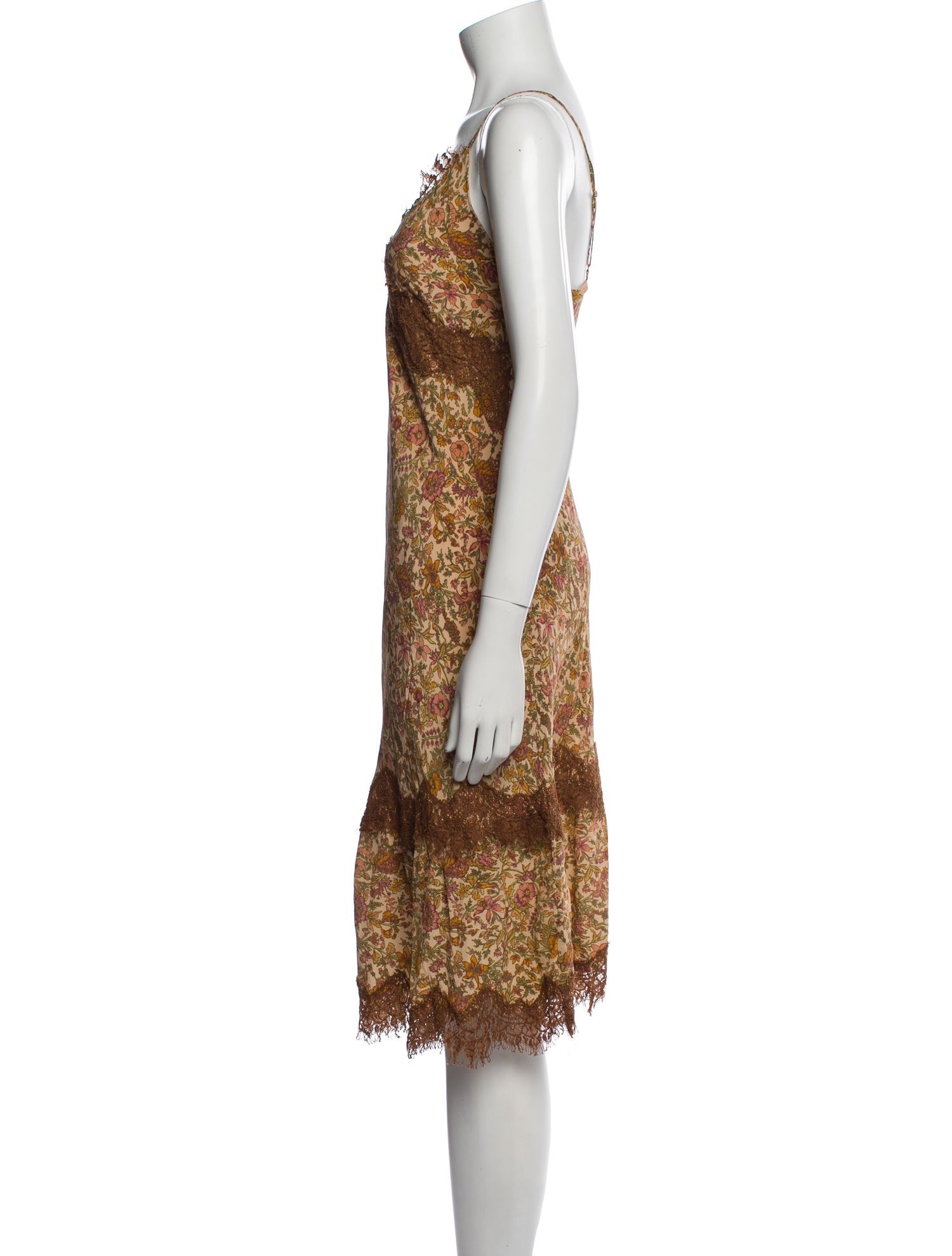 Gold Hawk Silk Midi Length Dress