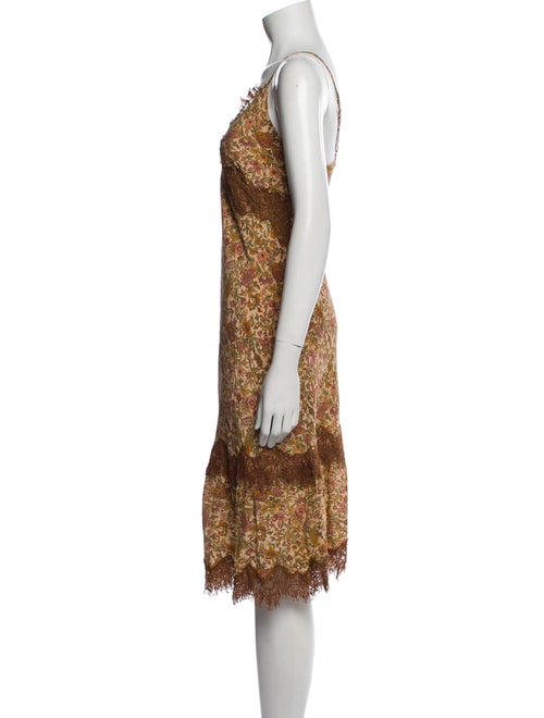 Gold Hawk Silk Midi Length Dress