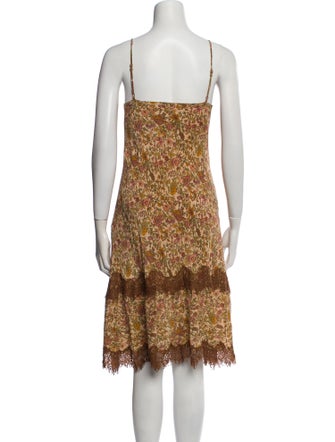 Gold Hawk Silk Midi Length Dress