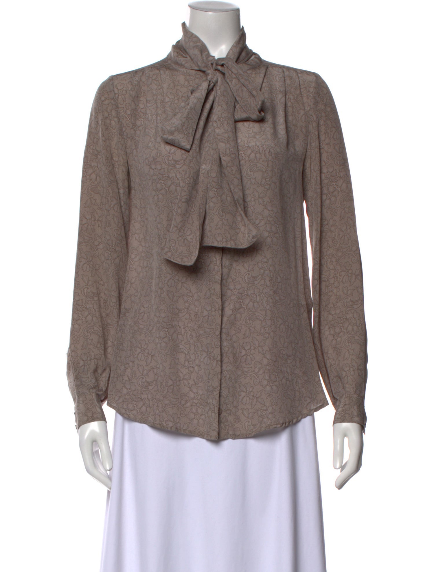 Gold Hawk Silk Mock Neck Button-Up Top