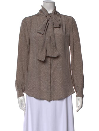 Gold Hawk Silk Mock Neck Button-Up Top