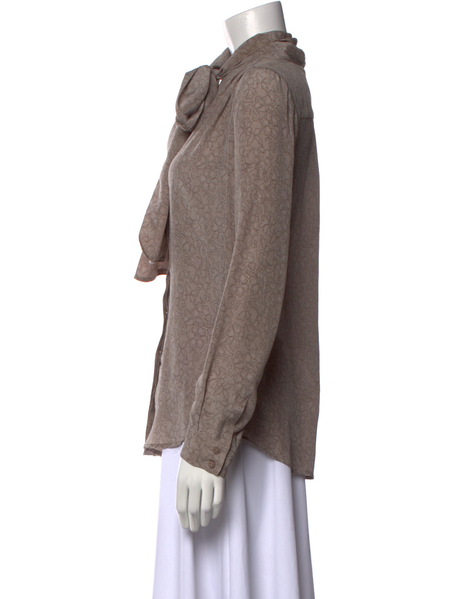 Gold Hawk Silk Mock Neck Button-Up Top