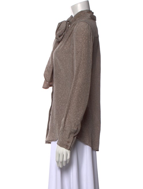 Gold Hawk Silk Mock Neck Button-Up Top