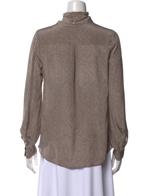 Gold Hawk Silk Mock Neck Button-Up Top