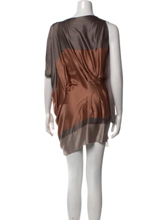 Gold Hawk Silk Knee-Length Dress