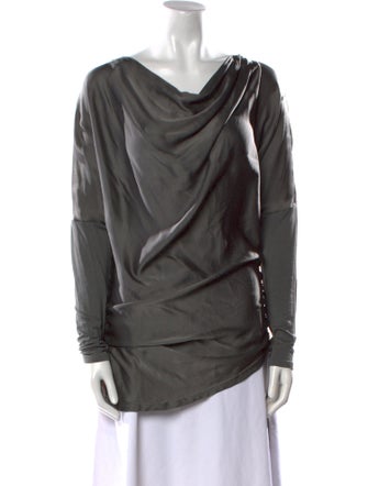 Gold Hawk Silk Cowl Neck Tunic