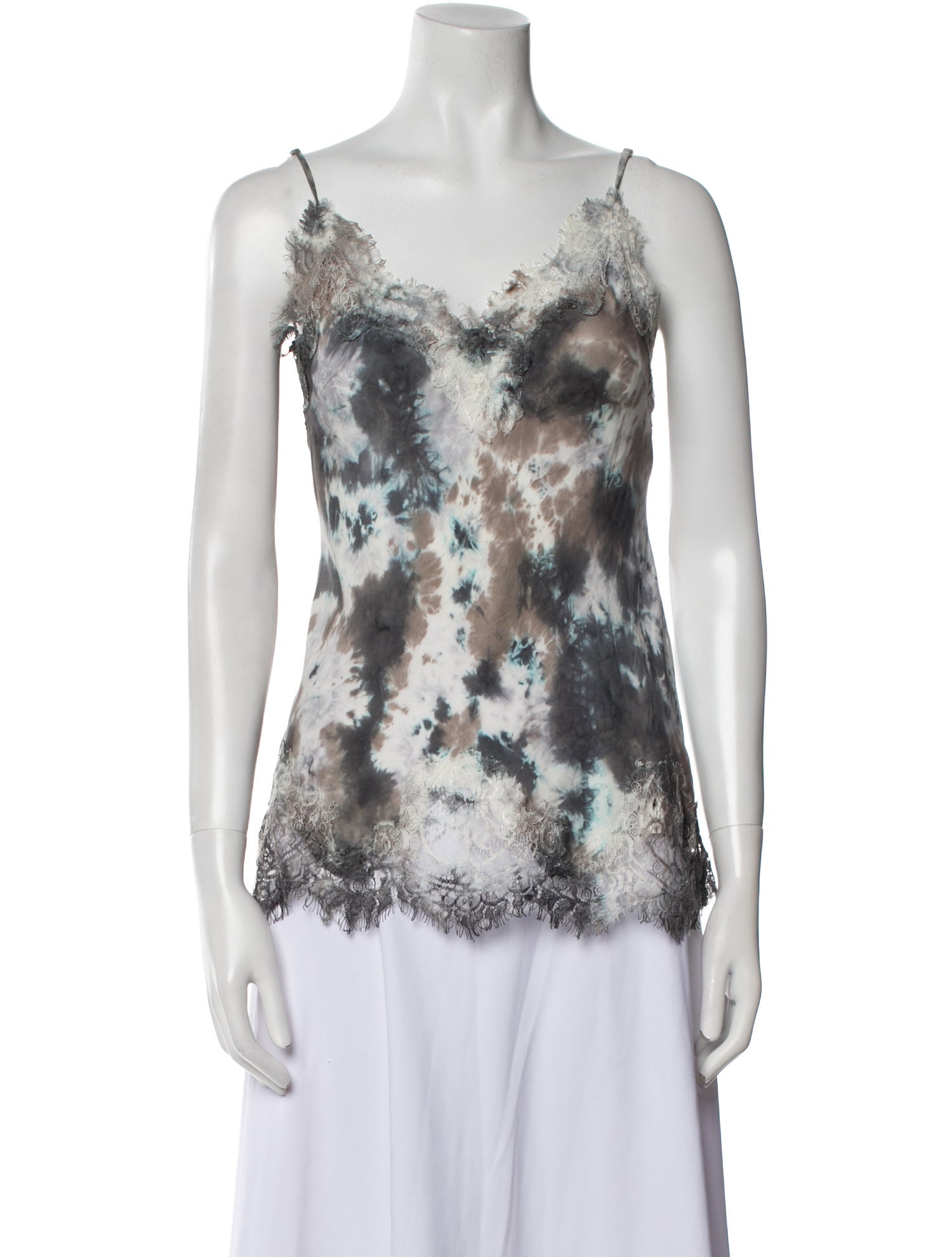 Gold Hawk Silk Tie-Dye Print Top