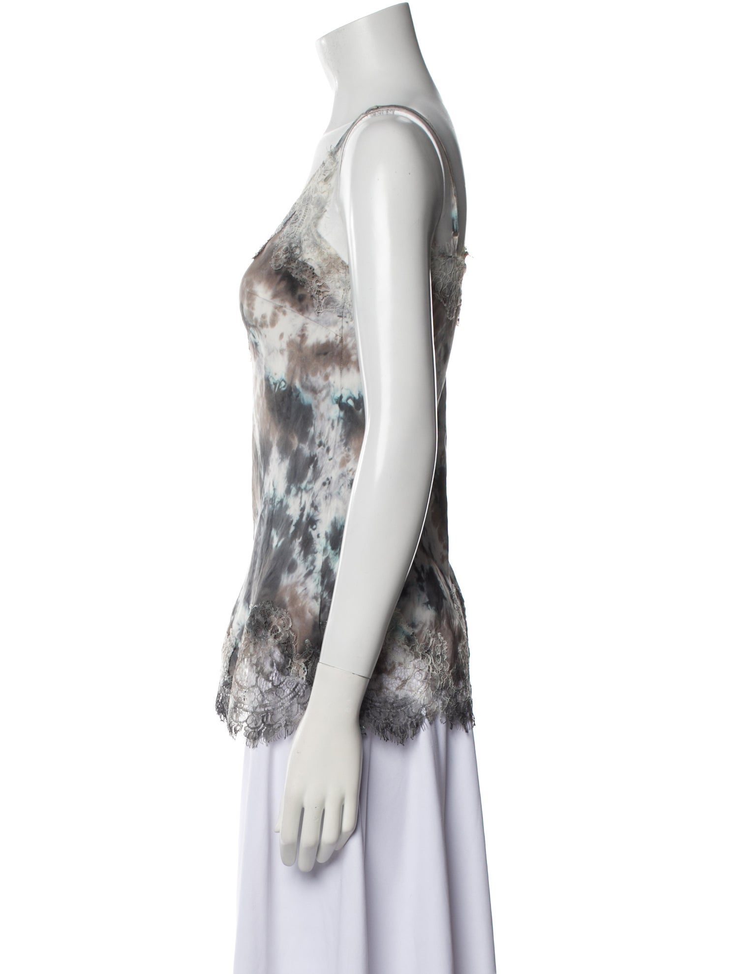 Gold Hawk Silk Tie-Dye Print Top