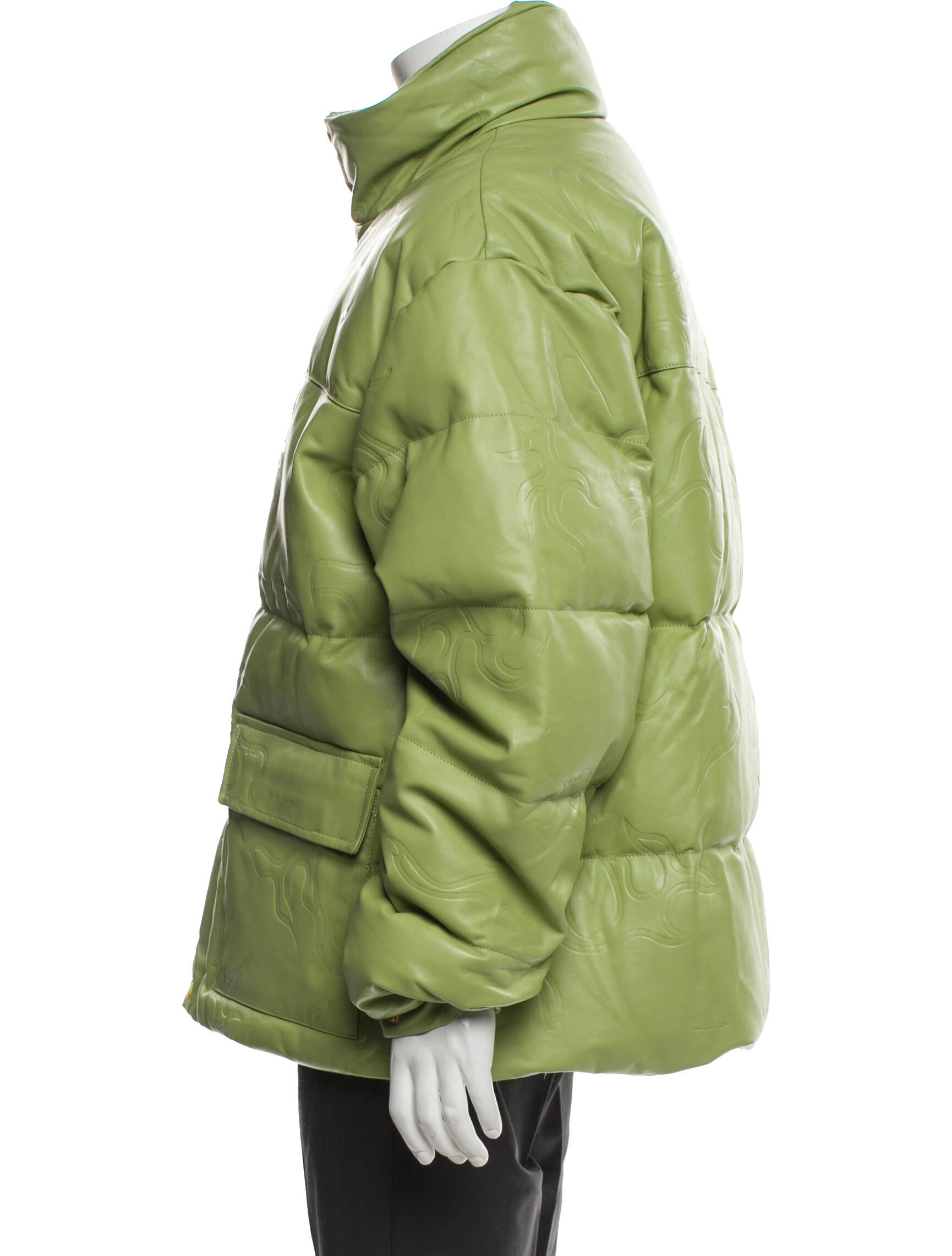 GOLF Wang Flame Puffer Leather Lambskin Puffer Coat