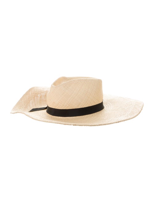 Gladys Tamez Straw Wide-Brim Hat Beige
