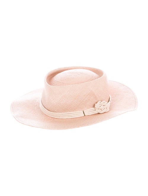 Gladys Tamez Straw Wide-Brim Hat Beige
