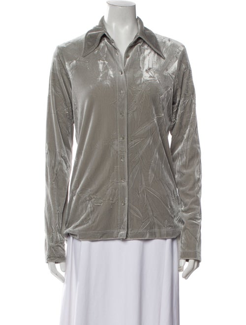 GoldSign Long Sleeve Button-Up Top