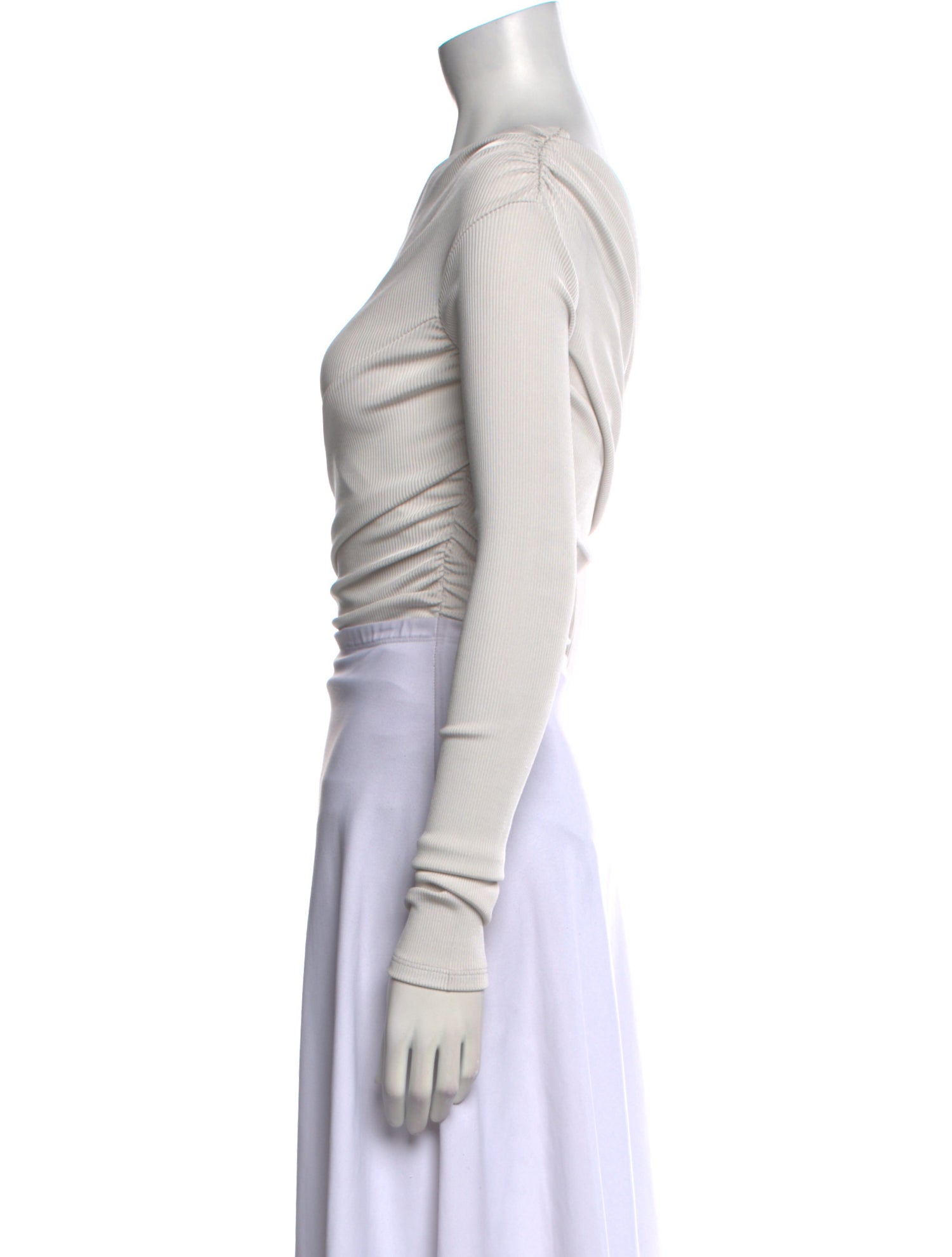 GoldSign One-Shoulder Long Sleeve Crop Top