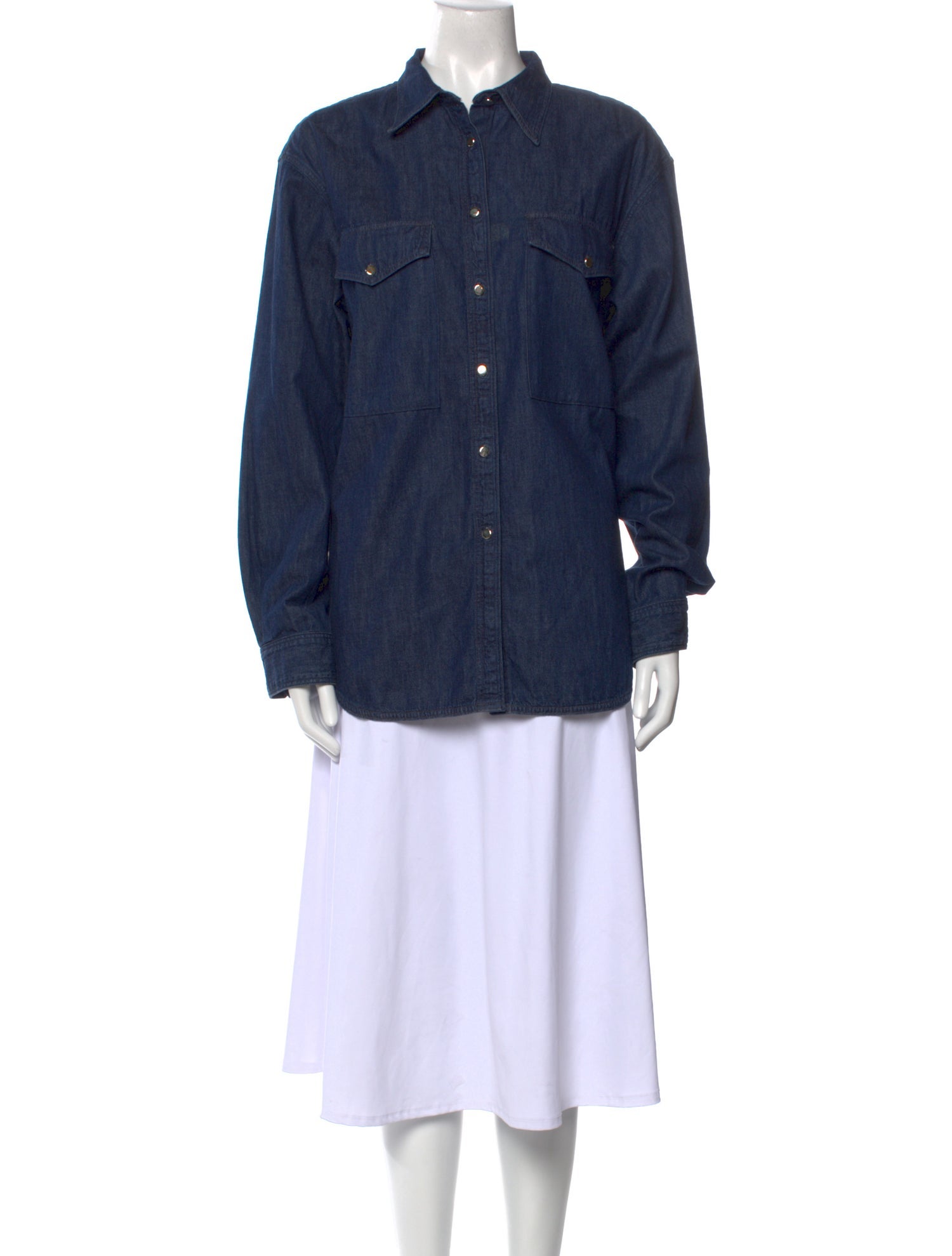 GoldSign Long Sleeve Button-Up Top