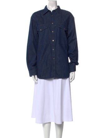 GoldSign Long Sleeve Button-Up Top