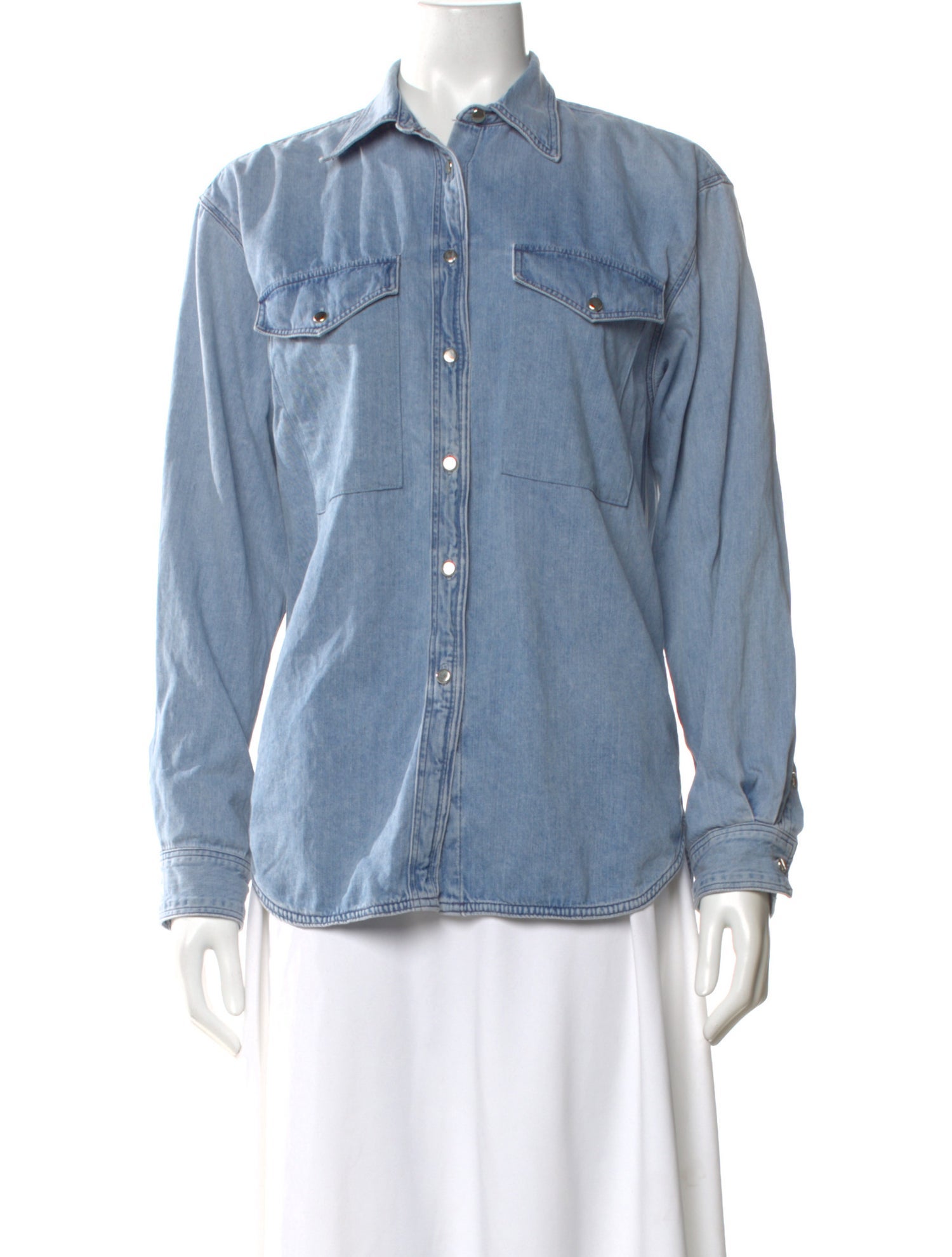 GoldSign Long Sleeve Button-Up Top