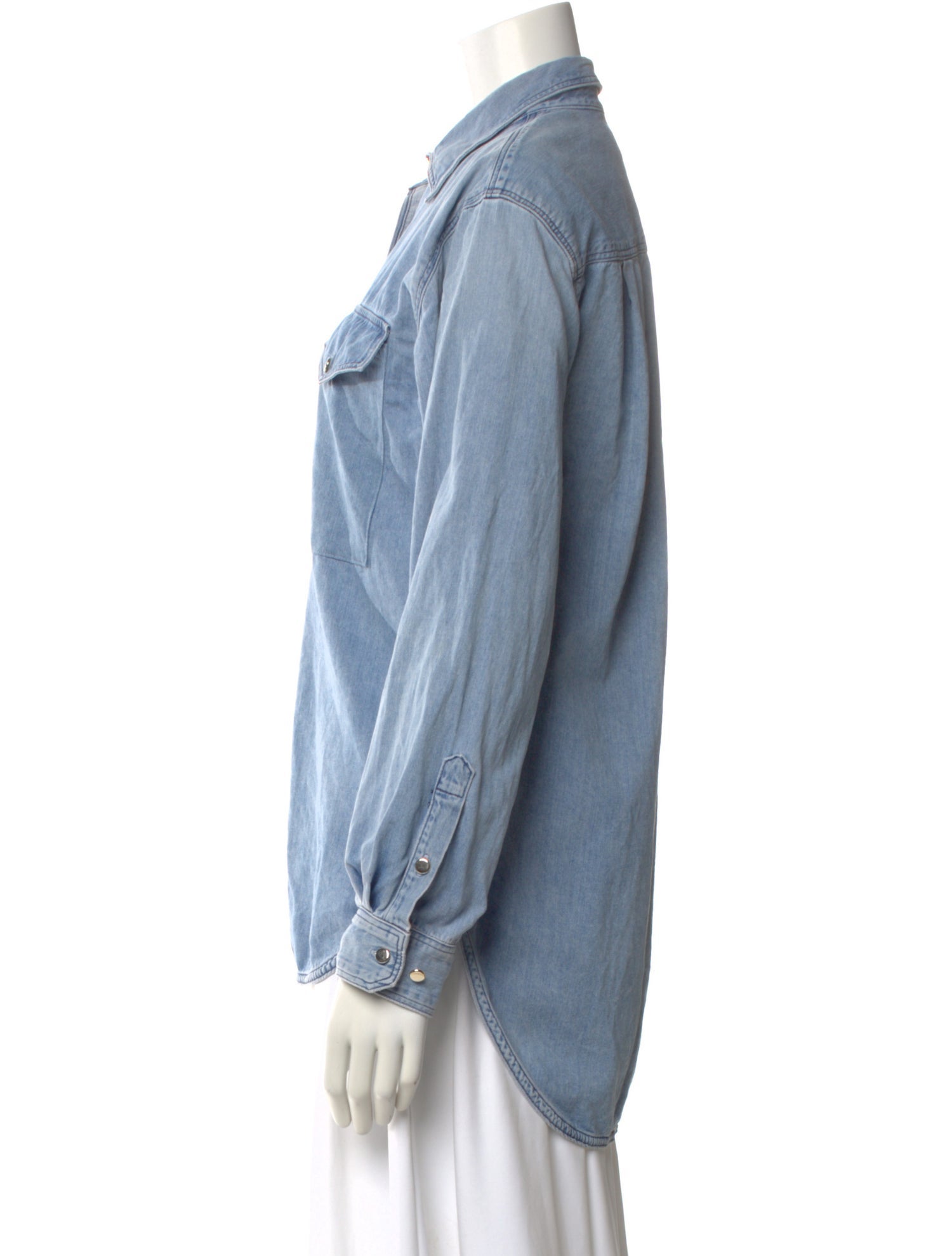 GoldSign Long Sleeve Button-Up Top