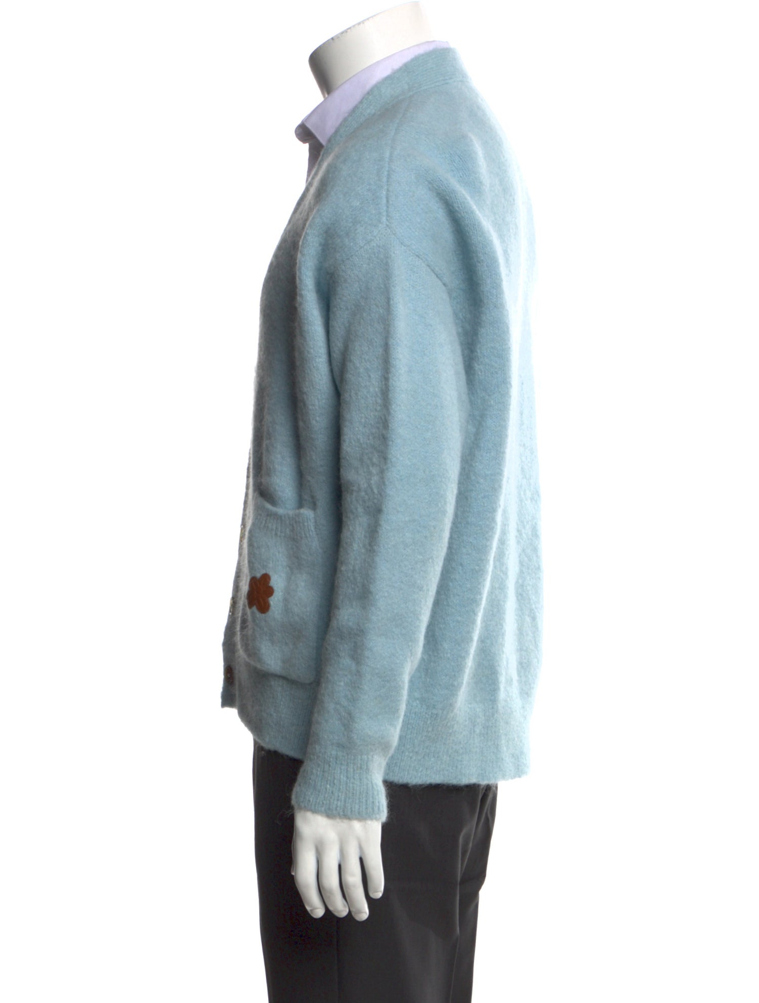 GOLF le FLEUR* Kid Mohair V-Neck Cardigan - Blue Sweaters 