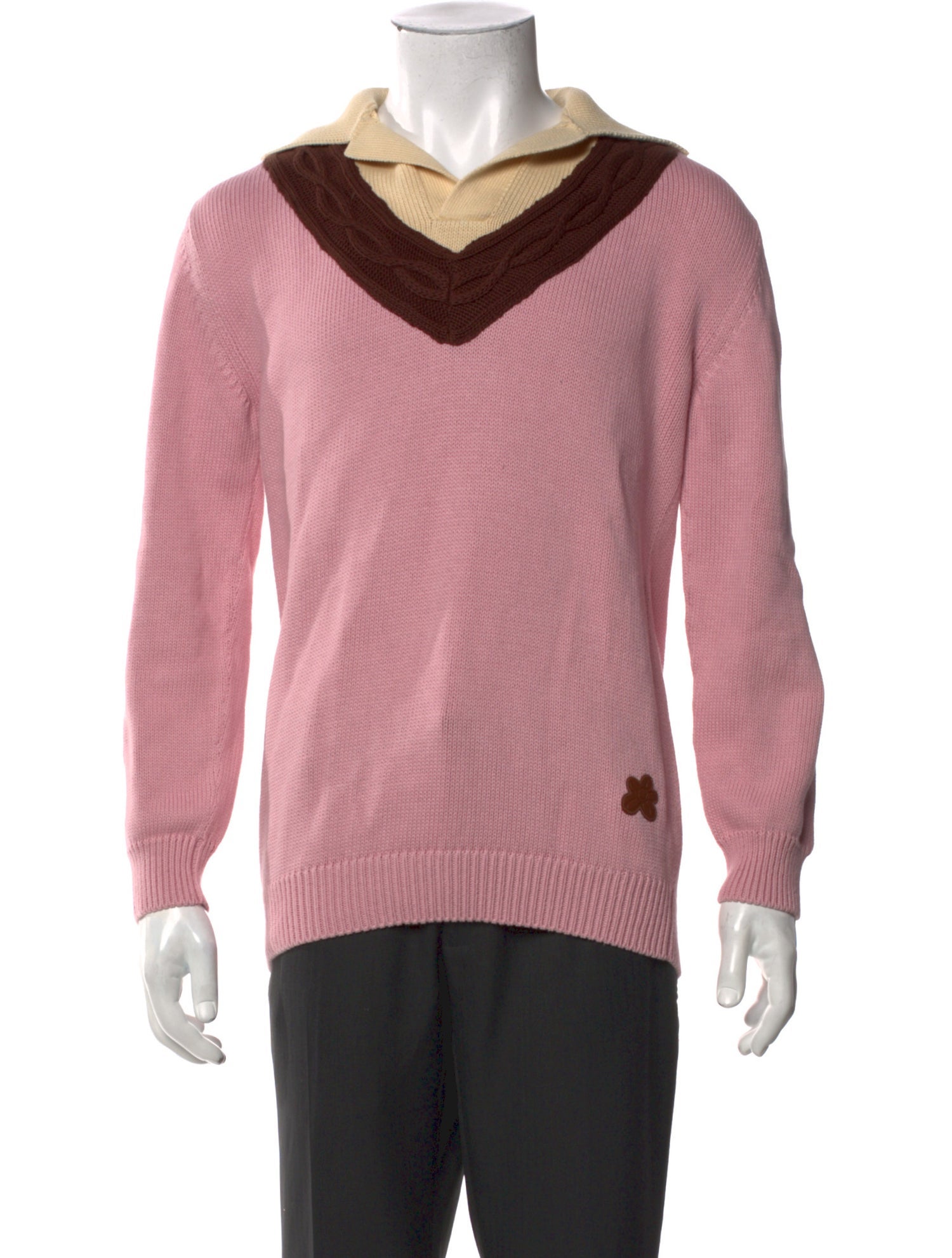 GOLF le FLEUR* Colorblock Pattern V-Neck Pullover