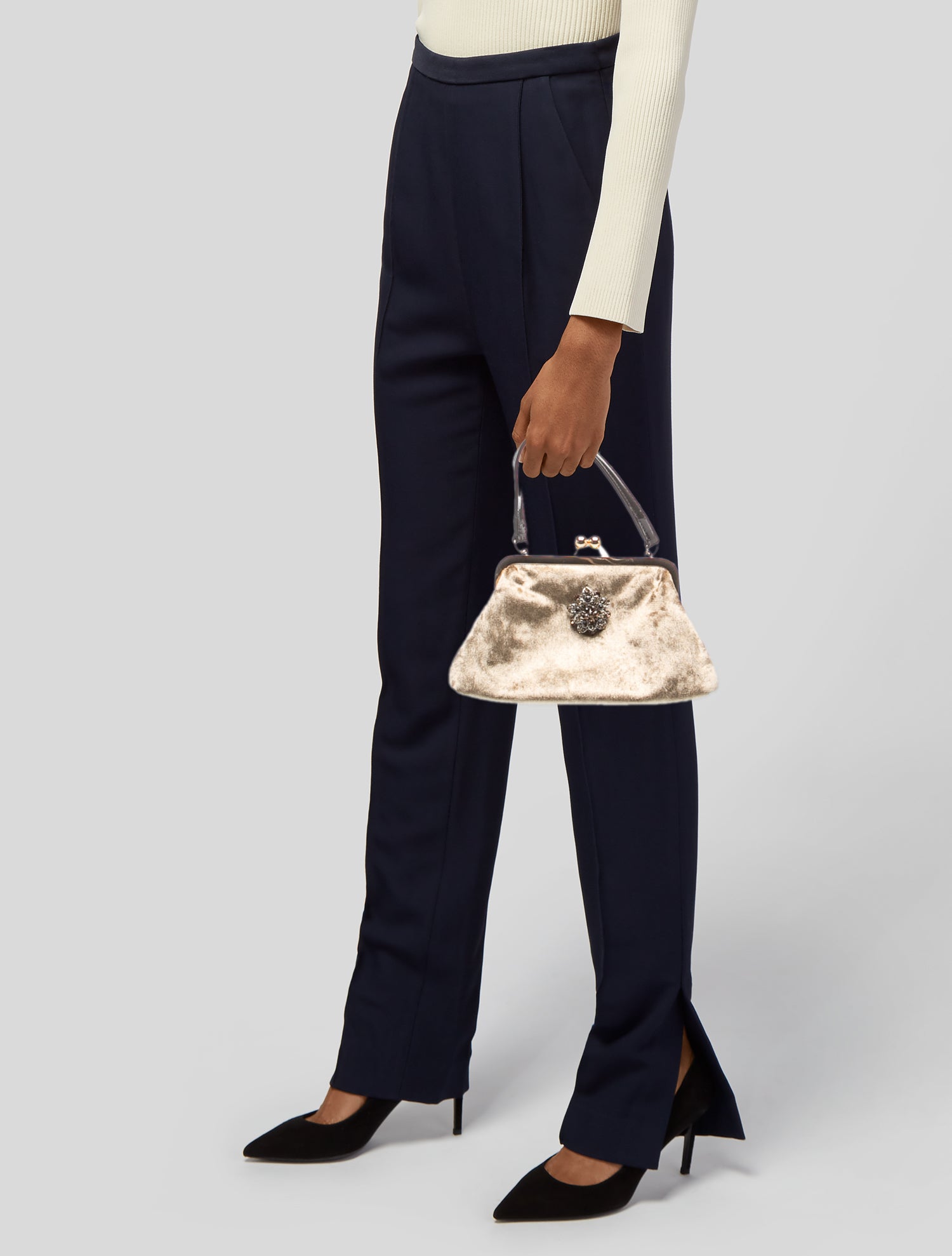 Glenda Gies Velvet Top Handle Bag