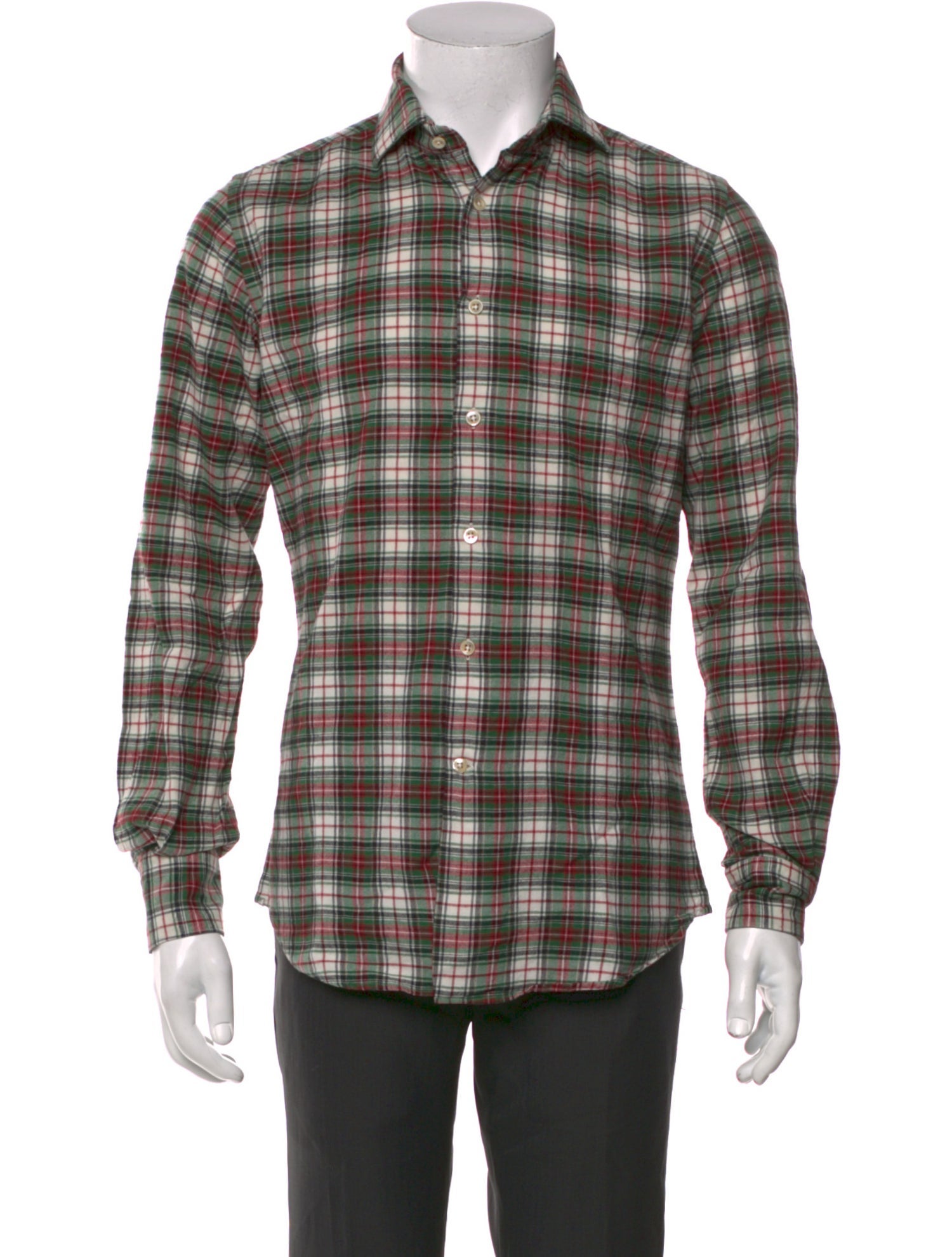 Glanshirt Plaid Print Long Sleeve Dress Shirt
