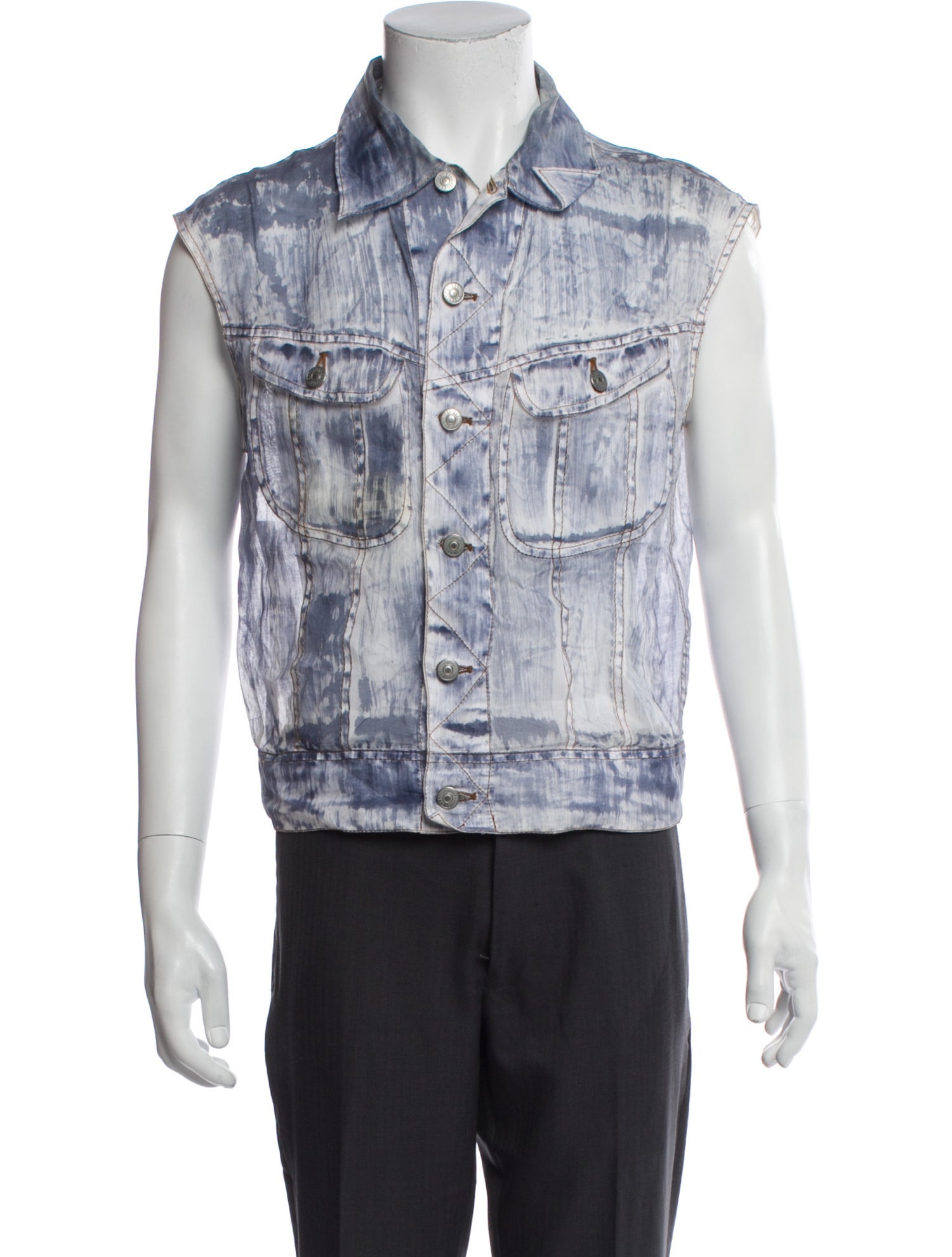 Gaultier² Tie-Dye Print Sleeveless Denim Shirt