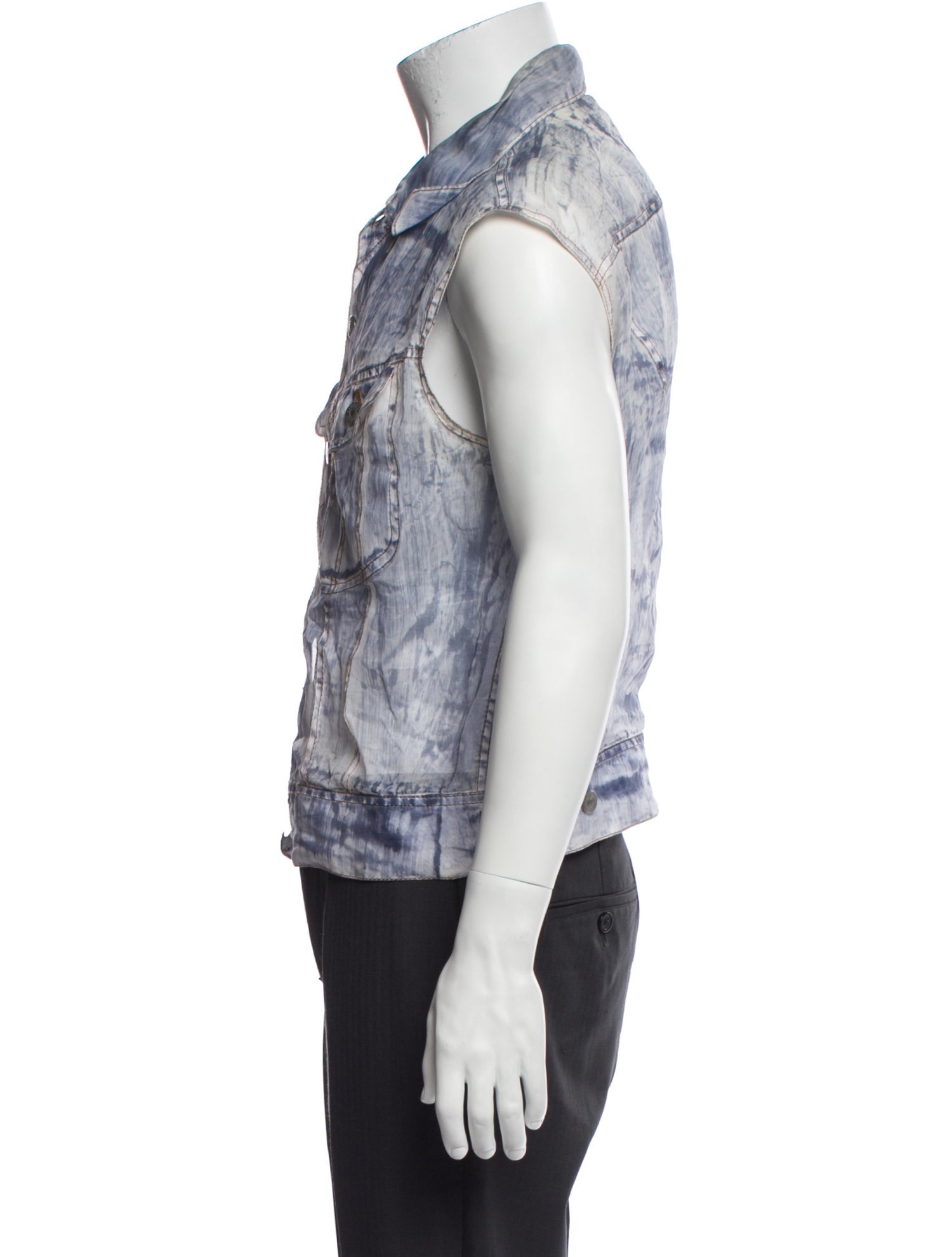 Gaultier² Tie-Dye Print Sleeveless Denim Shirt