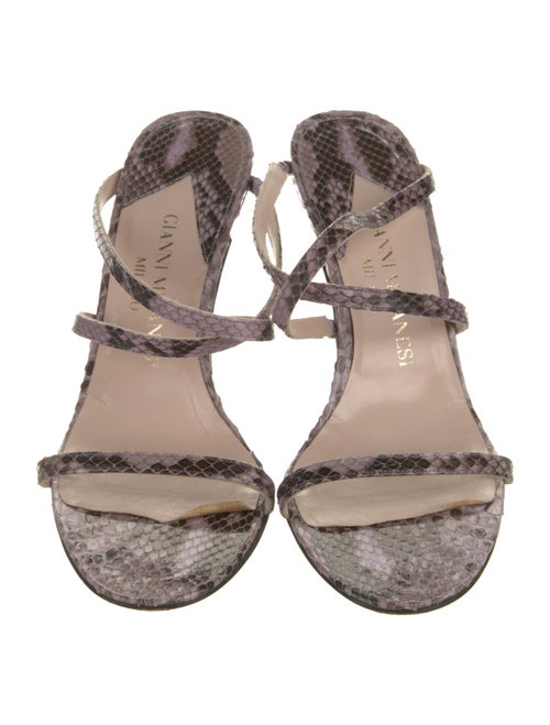 Gianni Milanesi Embossed Leather Animal Print Slides