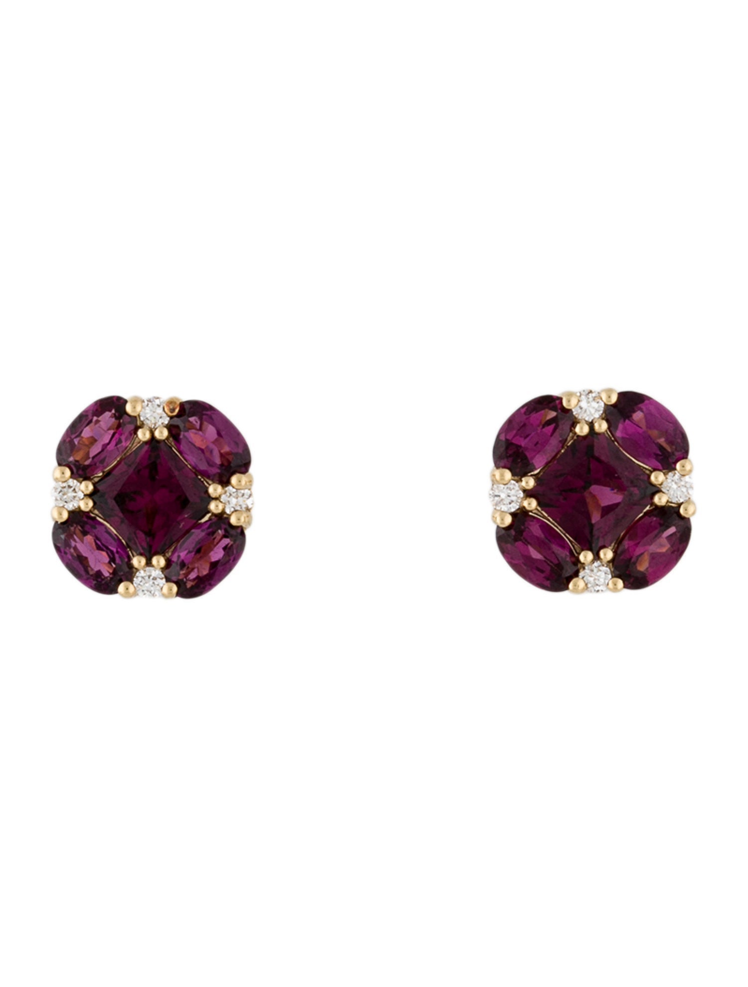 Gump's 14K Garnet & Diamond Stud Earrings