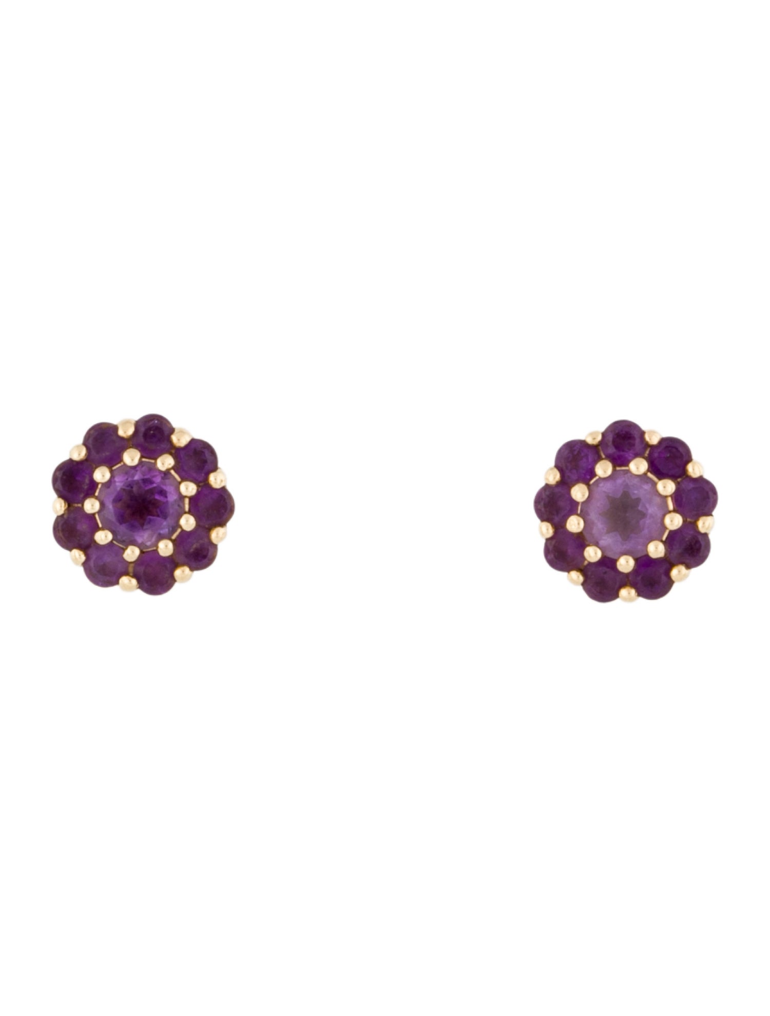 Gump's 14K Amethyst Circle Stud Earrings