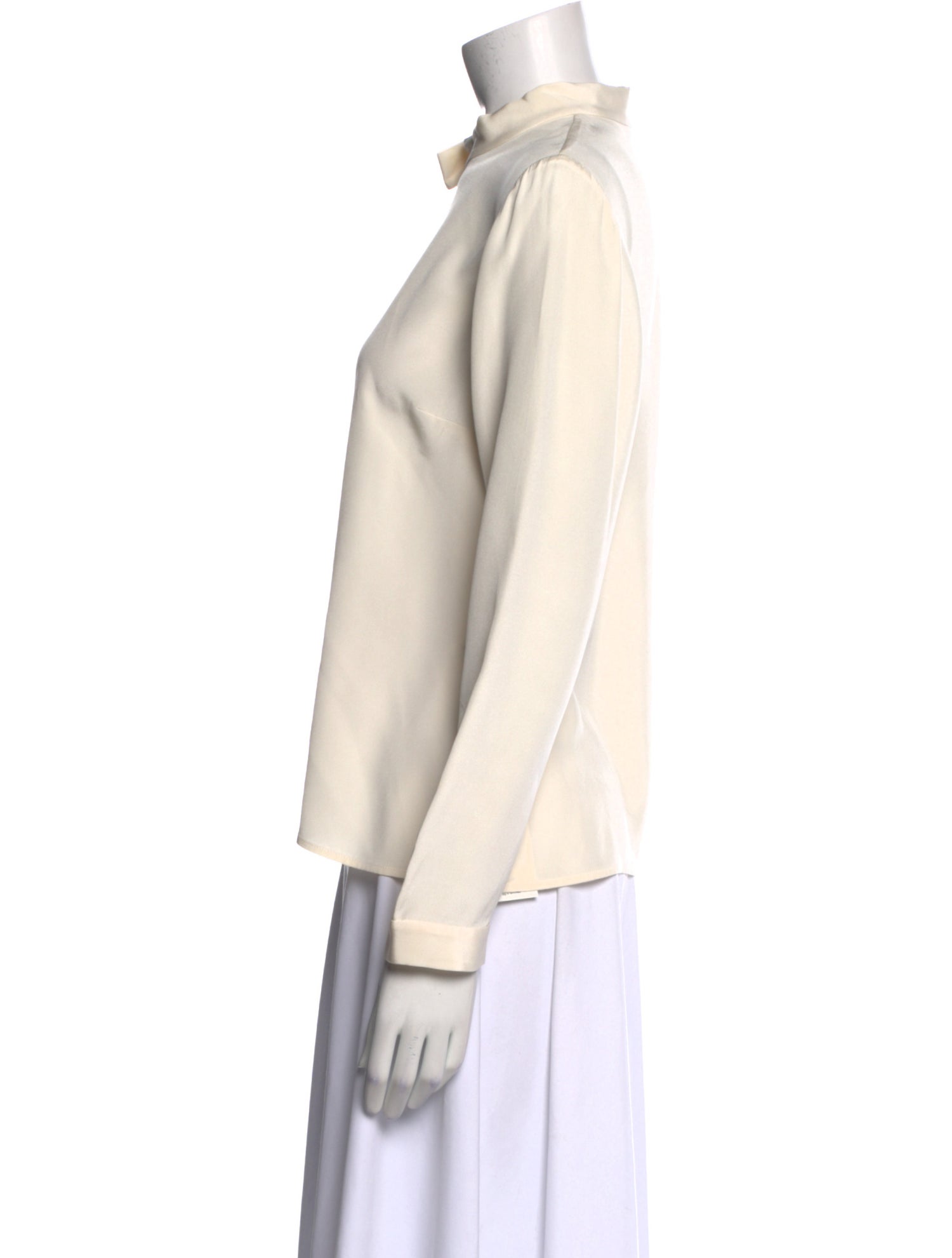 Goat Silk Mock Neck Blouse