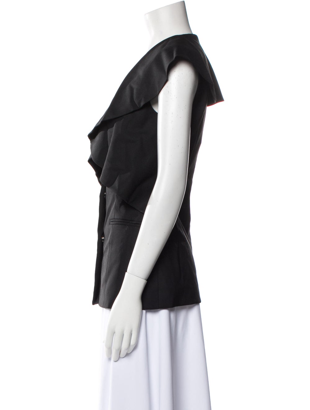 Goen.J Vest Black Shawl Collar Slit Pockets & - image 2