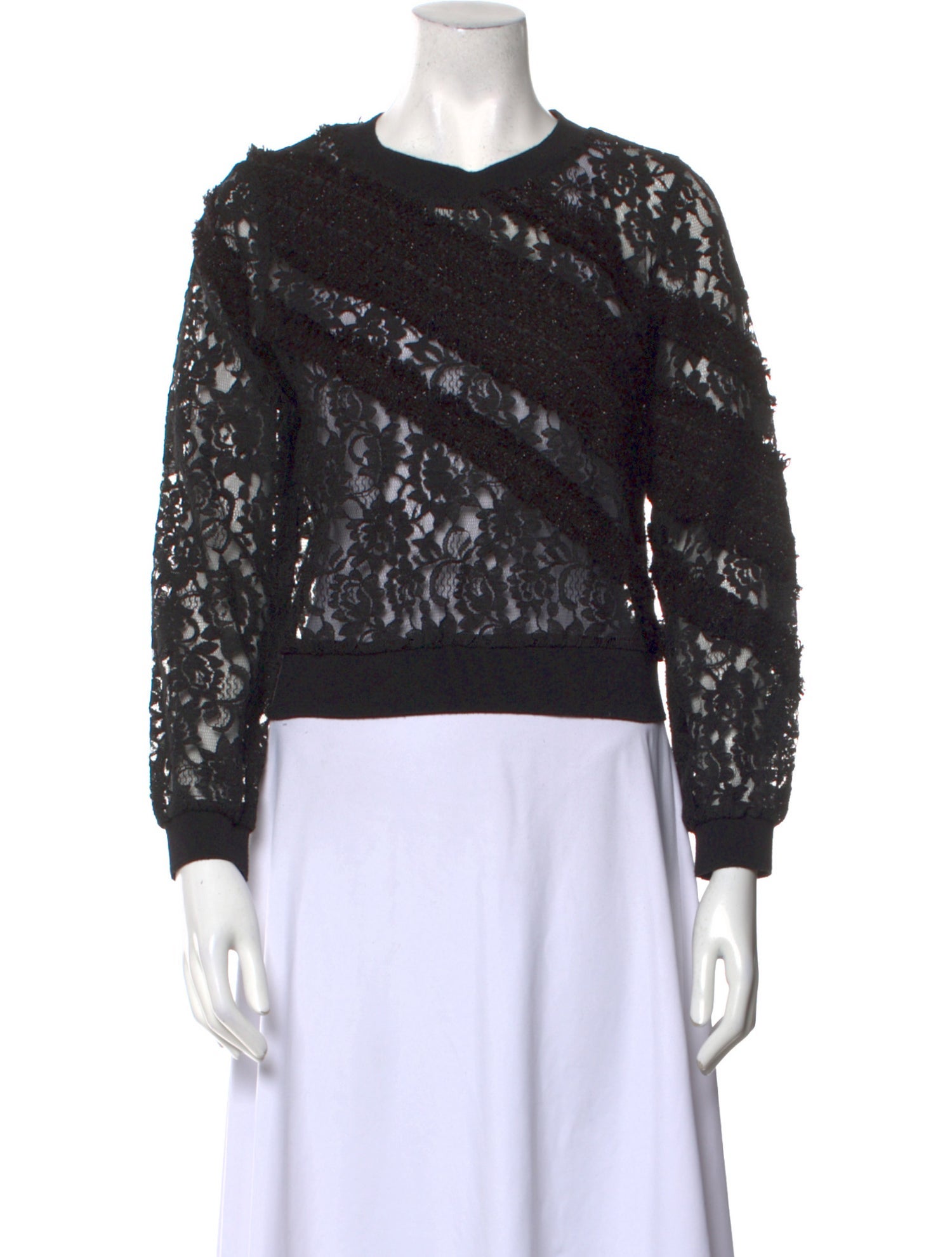 Goen.J Lace Pattern Crew Neck Sweatshirt