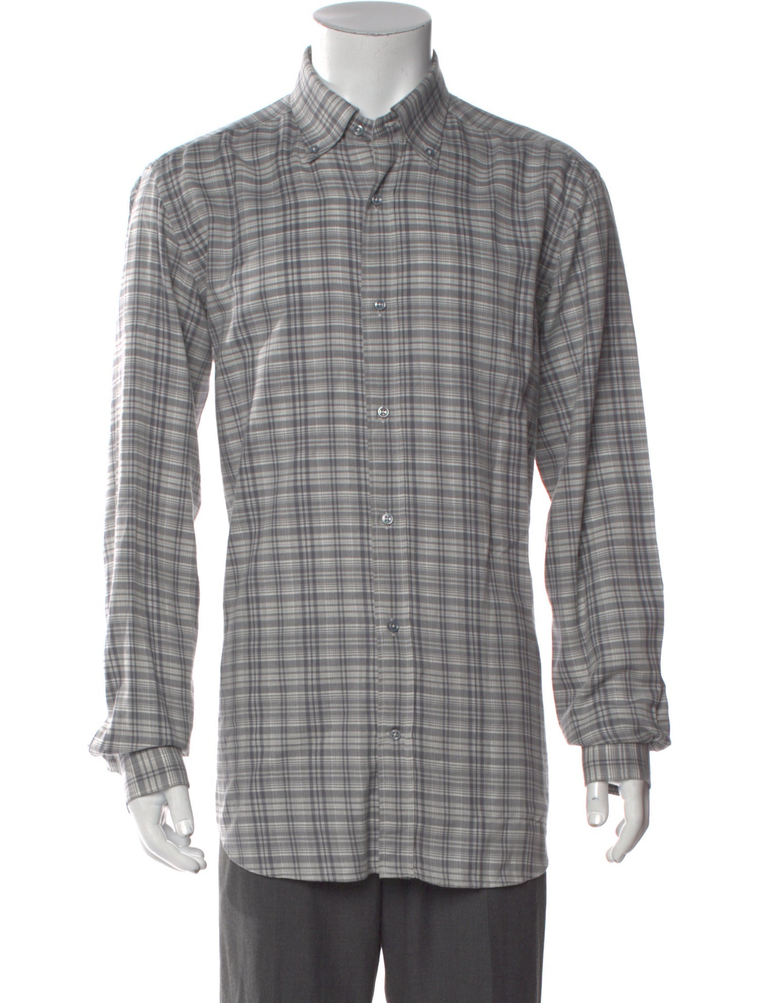 Good Man Brand Plaid Print Long Sleeve Dress Shirt